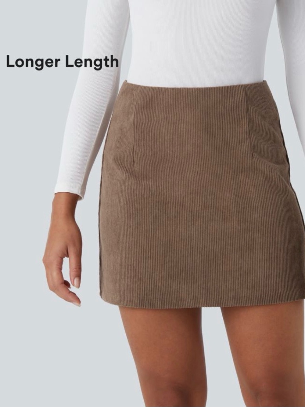 HALARA Tan Corduroy Mini Skirt (longer length)